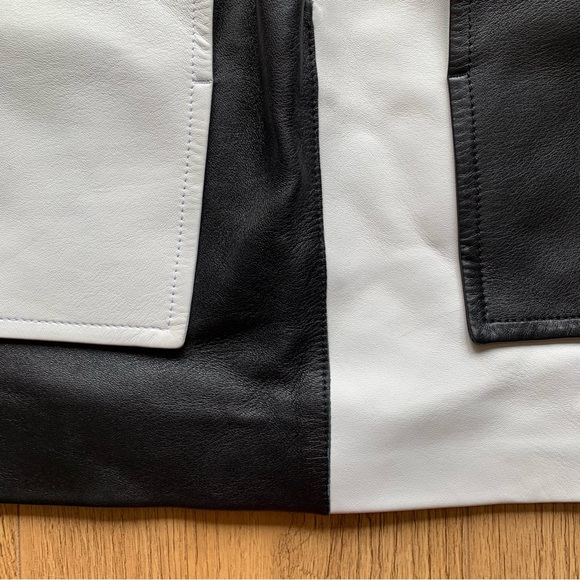Burberry lambs leather mini skirt size uk 4 black white colourblock - Picture 10 of 16
